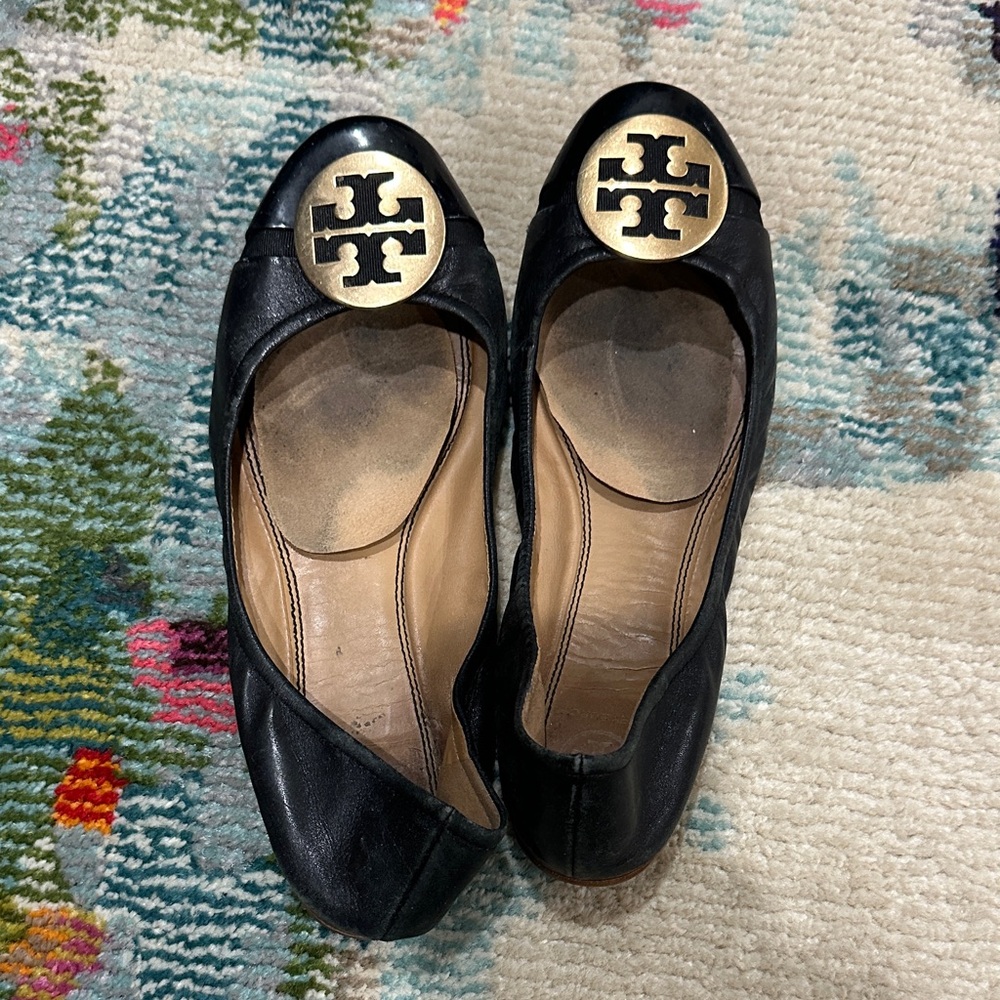 Tory Burch Black Minnie Flats